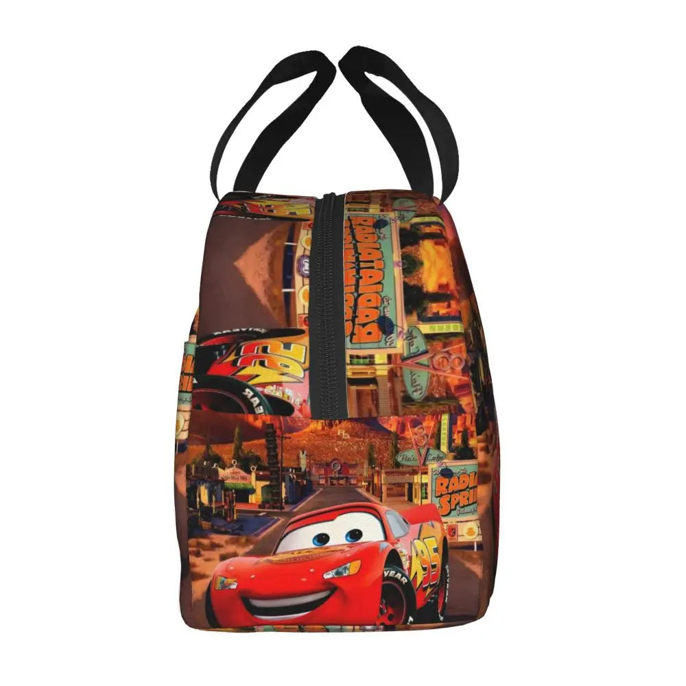 Custom Car 95 Lightning Mcqueen Insulated Lunch Bag for Women Resuable Racing Car Thermal Cooler Bento Box Office Picnic Travel