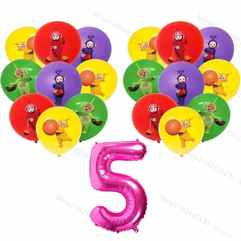 Teletubbies Birthday Party Decoration Tableware Set Paper Plates Balloons Banner Tablecloth For Kids Baby Shower Party Supplies
