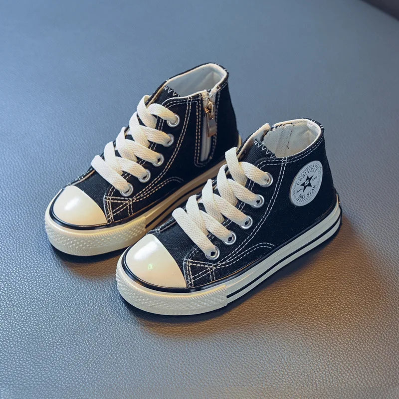 Children's Mid-Top Canvas Shoes Soft Bottom Comfortable Casual Children's Shoes Boys and Girls Non-slip Breathable Board Shoes