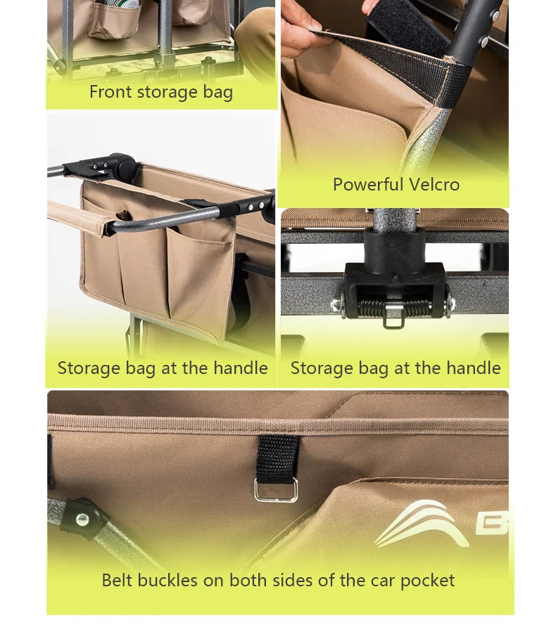 BISINNA Camping Wagon Cart Folding Utility Heavy Duty Large Capacity Trolley Outdoor Shopping Picnic Collapsible Hand Truck