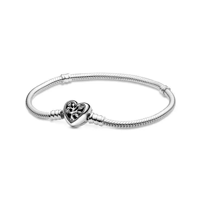 Original hot selling 925% sterling silver fashionable round heart snake bone bracelet for women DIY luxury jewelry gift making