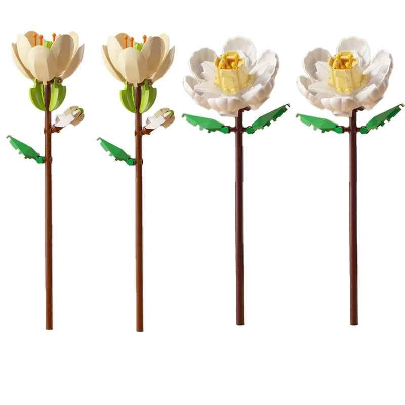 Simulation Flowers Micro Building Blocks Assembly Rose/Sunflower/Tulip/Orchid Eternal Bouquet Home Decor Bricks Toys Girl Gifts