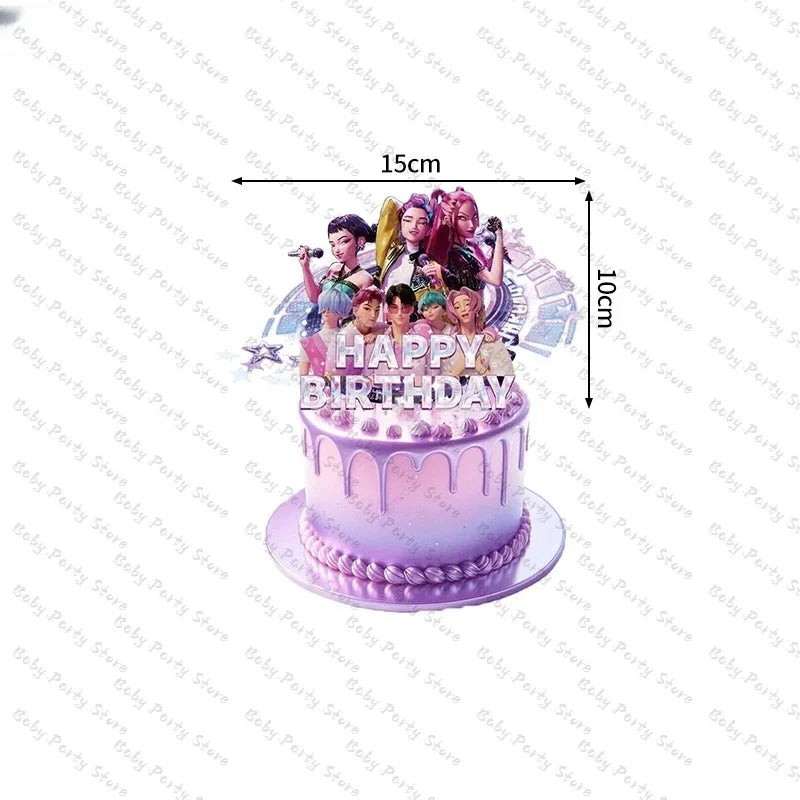 Demon Hunters Paper Cupcakes Topper Decor Birthday Cake Topper Set K-pop Anime Movie Demon Hunters Girls Party Cake Decora