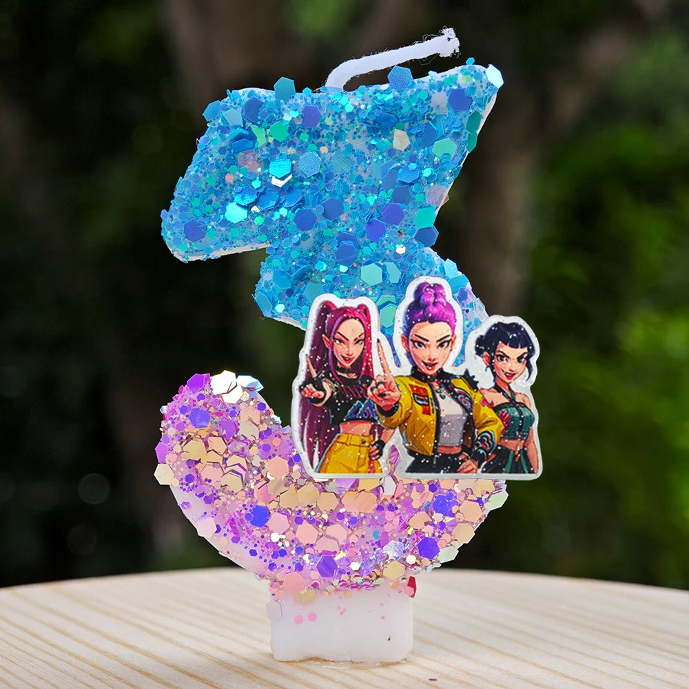 Kpop Demon Hunters Candle Number 0-9 Soccer Candle Cake Decoration Birthday Party for Kids Baby Shower Decor Gift