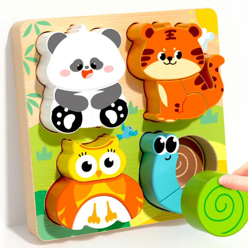 Montessori Toy Wooden Building Blocks Early Learning Educational Toys Color Shape Match Kids Puzzle Toys For Children Boys Girls