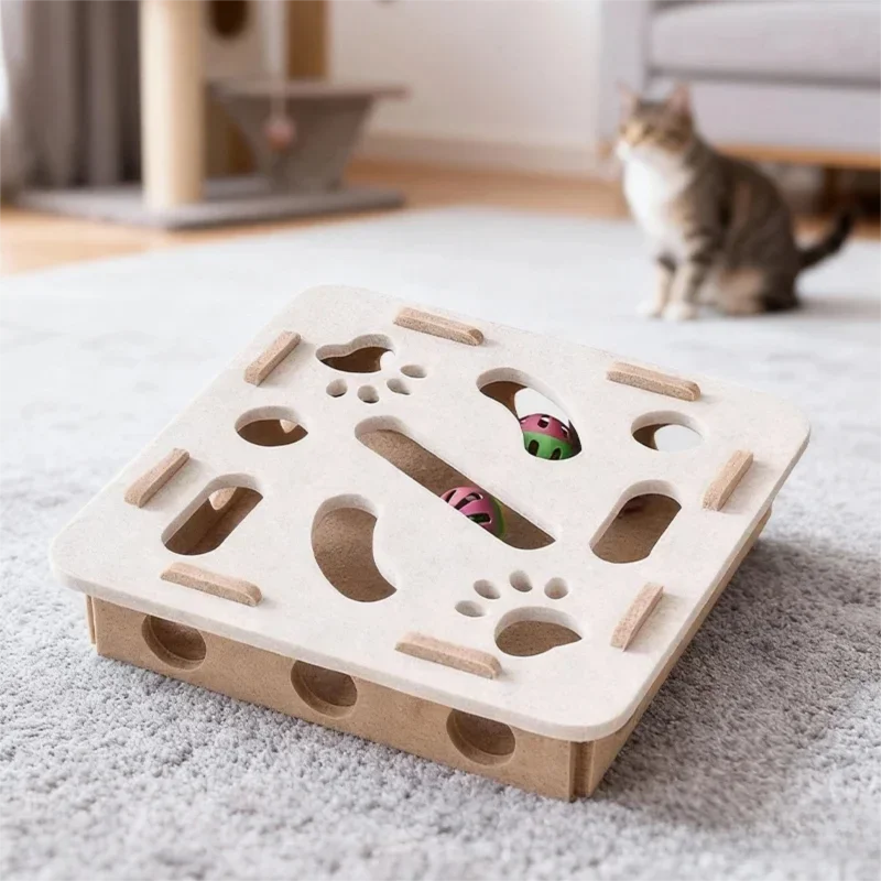 New Cat Puzzle Toy Felt Tunnel Box Cat Playing Toy With Ball Indoor Sports Entertainment Hunting Indoor Kitten Toys Cat Supplies