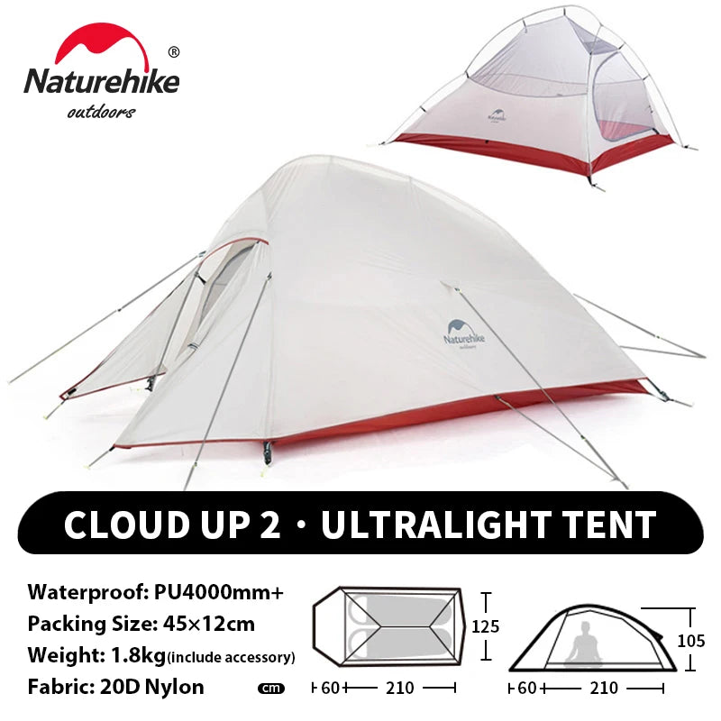 Naturehike Cloud Up 1 2 3 Person Camping Tent Ultralight Waterproof Trekking Tents Hiking Backpacking Shelter Tent Travel Tent