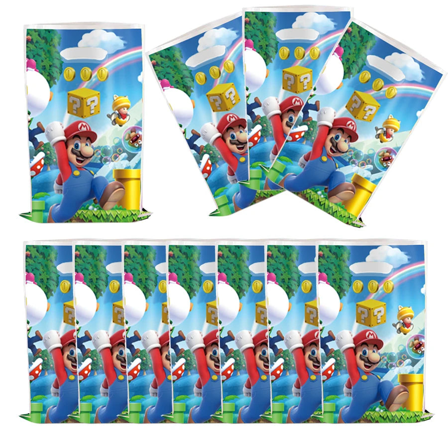 Super Mario Bros Party Supplies Kids Birthday Decoration Foil Balloons Keychain Straws Stamps Head Party Favors Christmas Theme