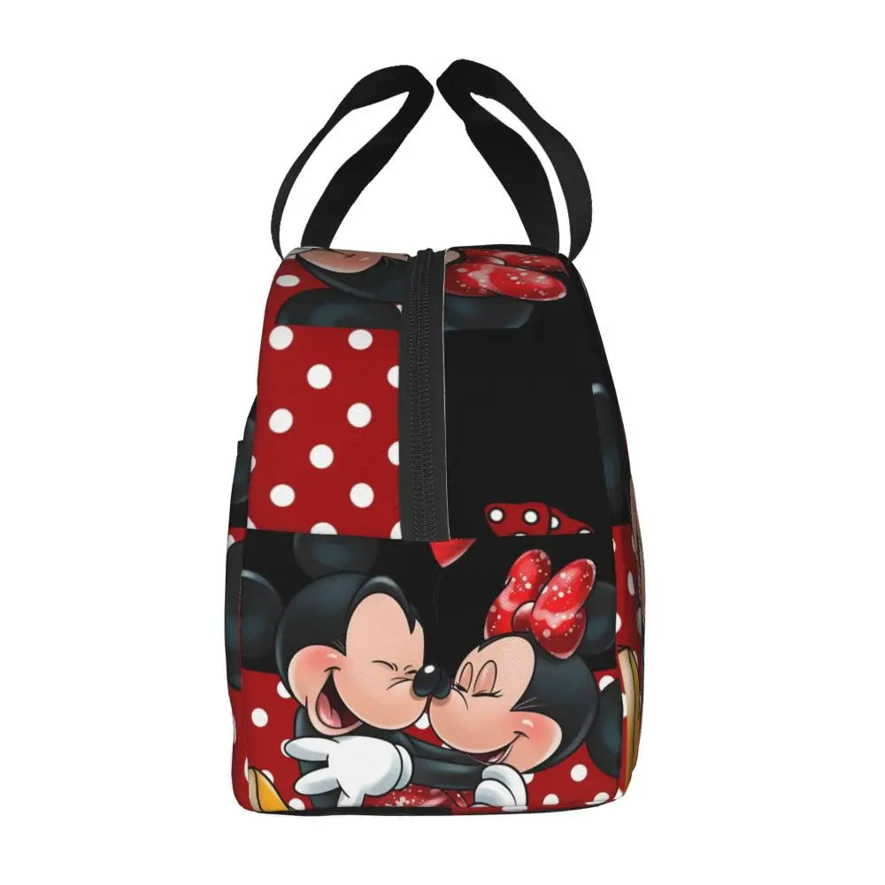 Custom Mickey Pink Minnie Mouse Lunch Bag Women Creative Design Cooler Warm Insulated Lunch Box for Kids School
