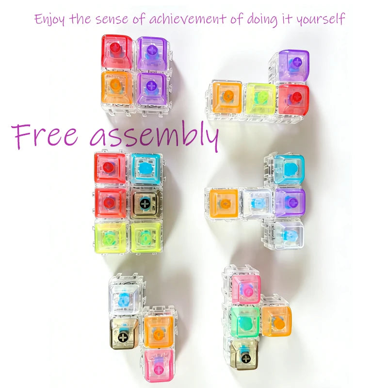/LED free assembly keyboard keychain Fidget toy crystal clicker sensory toy stress relief keyboard keychain adult children's toy