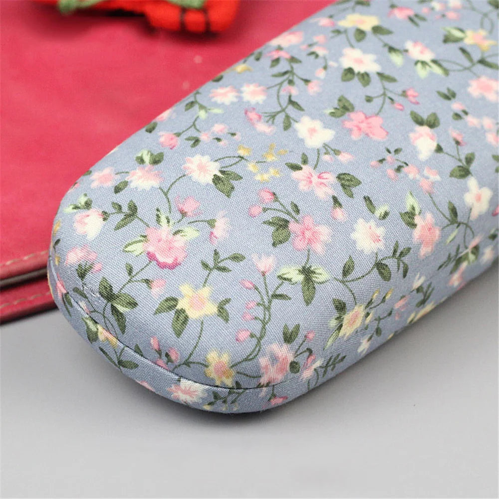 Retro Floral Glasses Case Flower Printed Cloth Reading Glasses Box Hard Eyewear Protector Women Optical Glasses Storage Case