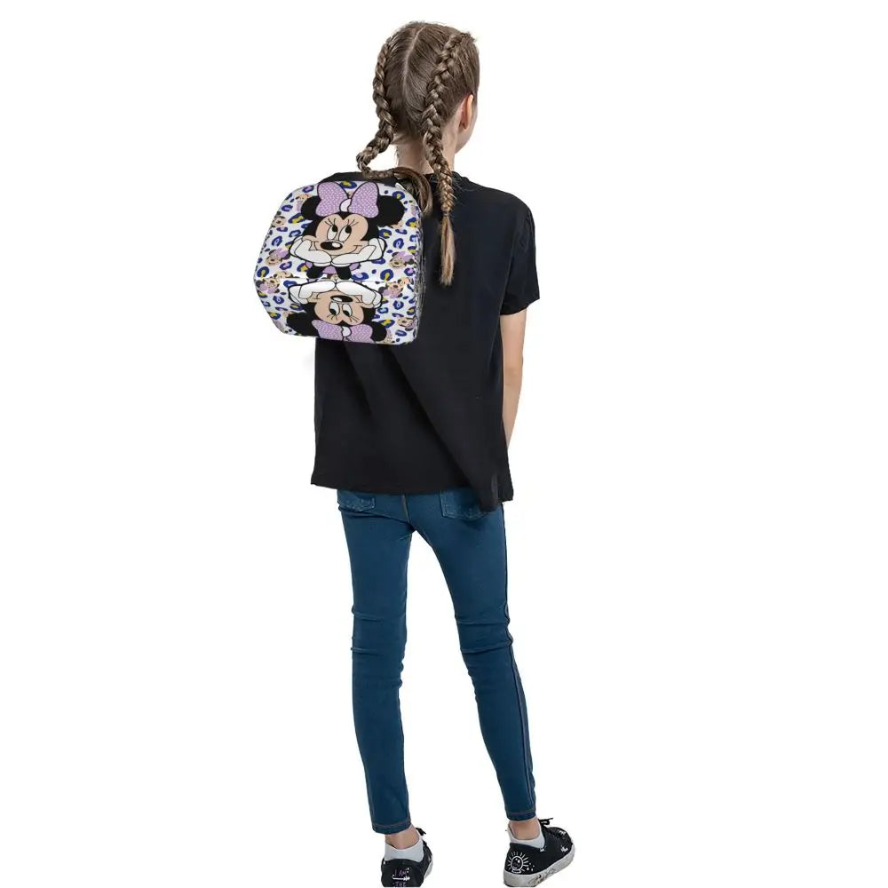 Custom Mickey Pink Minnie Mouse Lunch Bag Women Creative Design Cooler Warm Insulated Lunch Box for Kids School