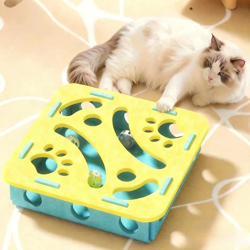 New Cat Puzzle Toy Felt Tunnel Box Cat Playing Toy With Ball Indoor Sports Entertainment Hunting Indoor Kitten Toys Cat Supplies
