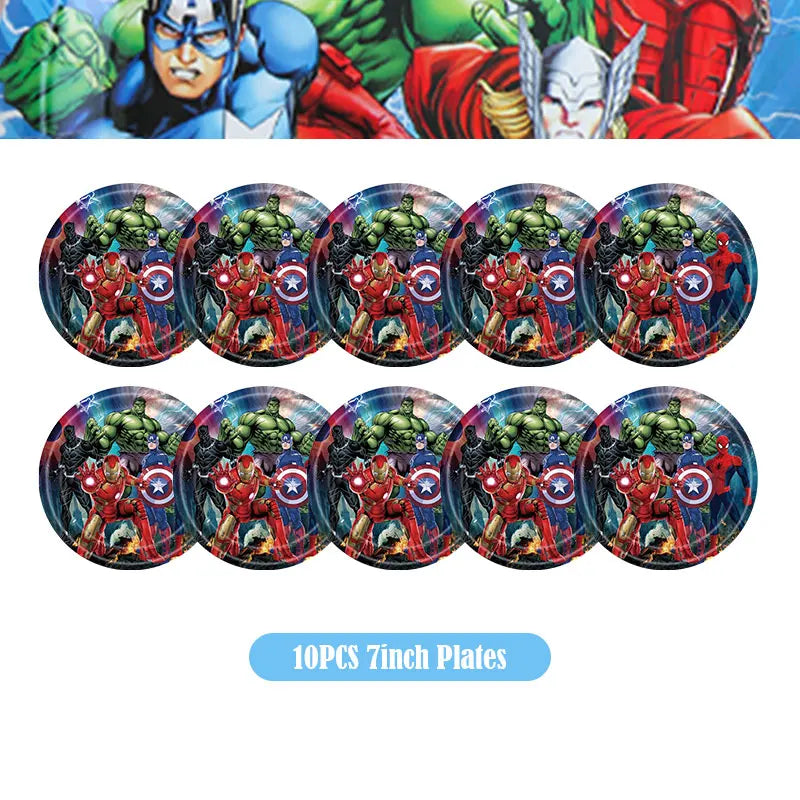 Happy Marvel Theme Avengers Birthday Decoration Set Cups Plates Tablecloth Masks Superhero Balloons Party Supplies Favors Gifts