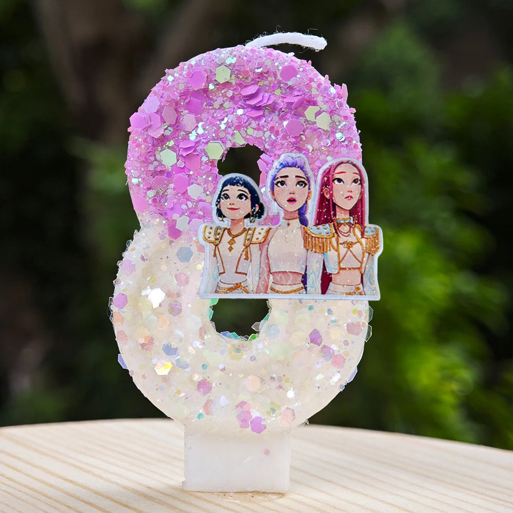 Kpop Demon Hunters Candle Number 0-9 Soccer Candle Cake Decoration Birthday Party for Kids Baby Shower Decor Gift