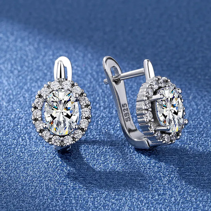 925 Sterling Silver Earrings Jewelry High Quality Retro Simple Pattern Purple White Zircon Earrings Hot Sale