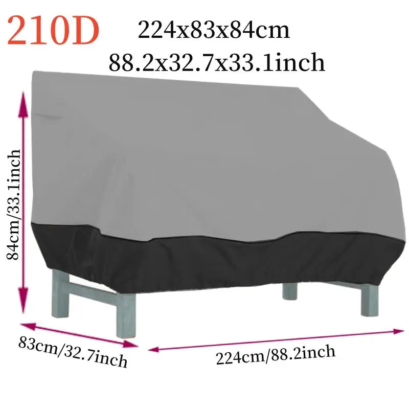 210D Multi Person Gray Outdoor Sofa Chair Cover,Garden,Courtyard,Sunscreen,Windproof,Rainproof,Snow Proof,Furniture Dust Cover