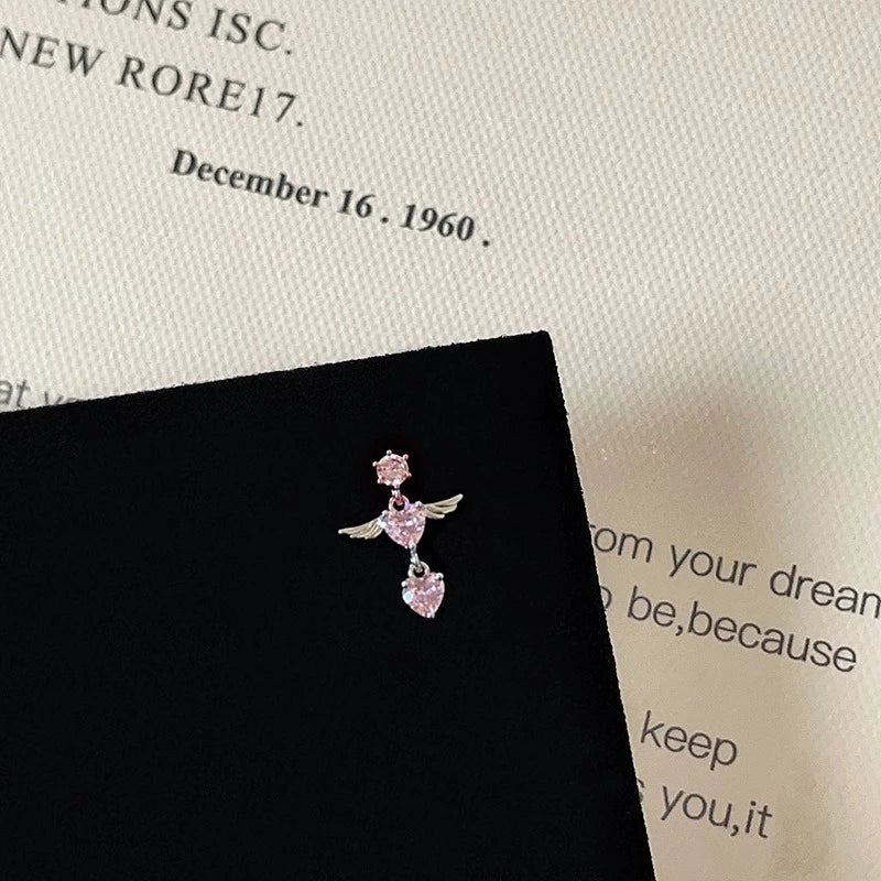 1 PCS Korean Style Cute Pink Zircon Crystal Ear Bone Nail 316L Stainless Steel Kpop Earrings for Women Cartilage Jewelry Gift