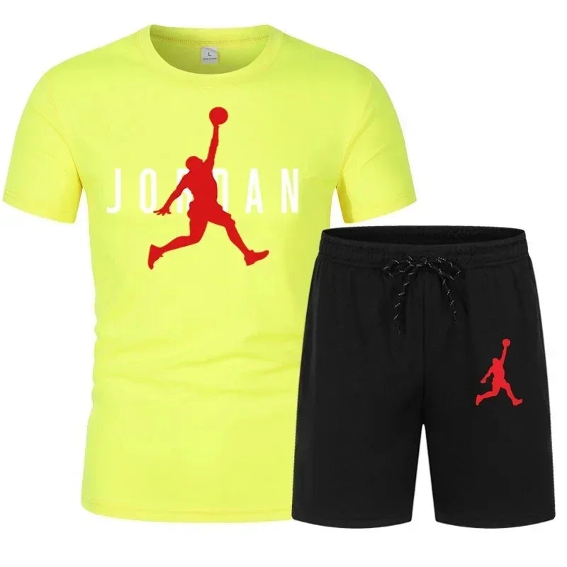 Summer Popular Men's T-shirt+shorts Suit Men Sports Suit Printing Casual Fashion Short-sleeved T-shirt Set Men Joggers Suit Set