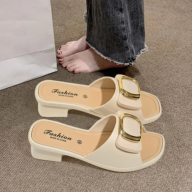 Women's Versatile Summer Sandals - Fashion Thick Sole Flip Flops, Non-Slip Durable Outdoor Slides for Beach/Street Wear
