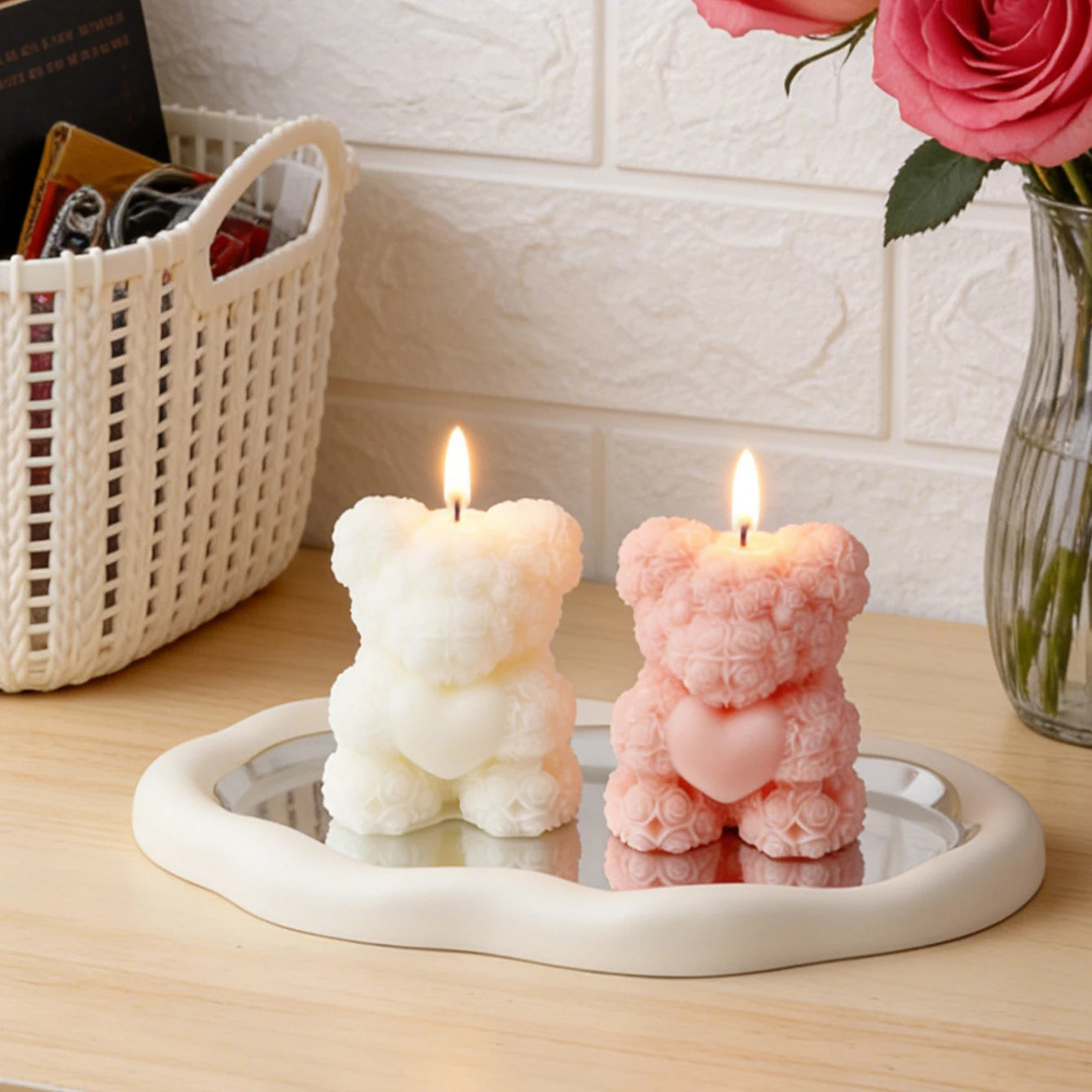 Rose Bear Scented Candles - Cute Decorations & Handmade Gifts for Women / Friends, Ideal for Wedding Souvenirs,  Valentine's Day
