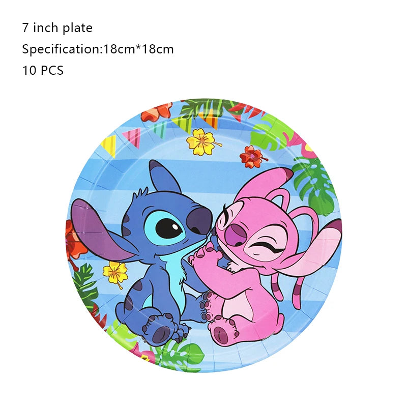 New Stitch Birthday Party Decoration Foil Latex Balloon With Pattern For Kids Event Supplies Disposable Tableware Plate Backdrop