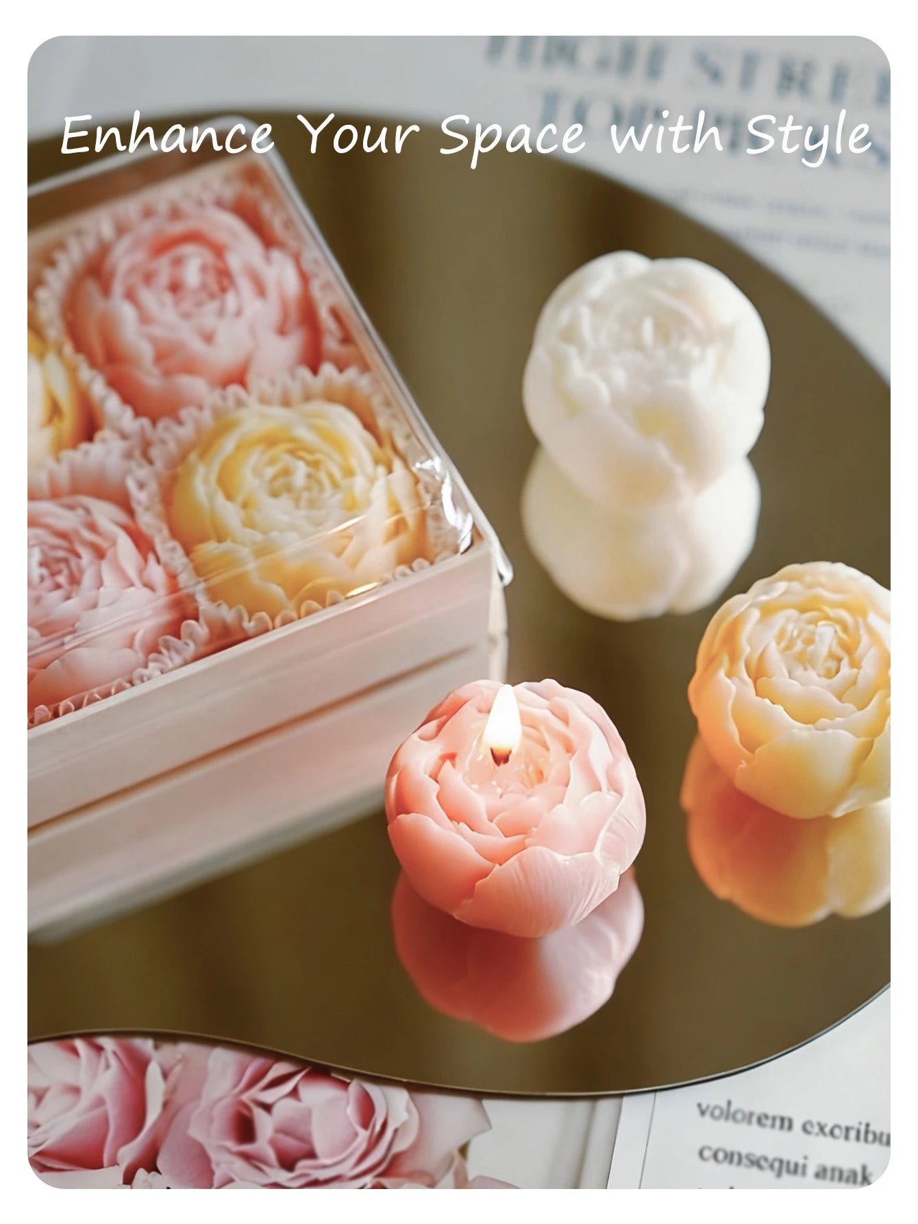 4-Pack Rose Scented Candle Gift Set ,Handmade, Elegant Room Decor, Gifts for women(Birthday/Valentine's Day/Wedding/Anniversary)