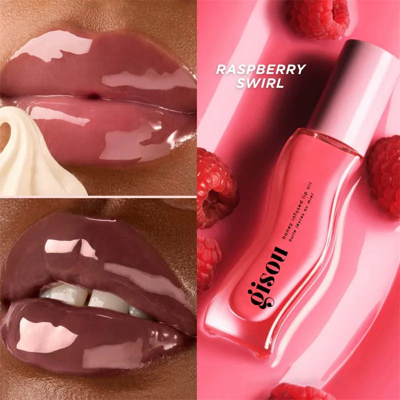 Gisou Moisturizing Lip Balm Original Lip Oil Care Lip Benetitnt for Lips Plumping Exfoliating New Color RASPBERRY SWIR Gloss