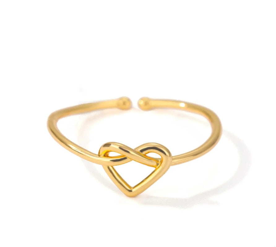 Cute Heart Rings For Women Stainless Steel Gold Color Spiral Twist Finger Ring Aesthetic Wedding Jewelry Anniversary Gift