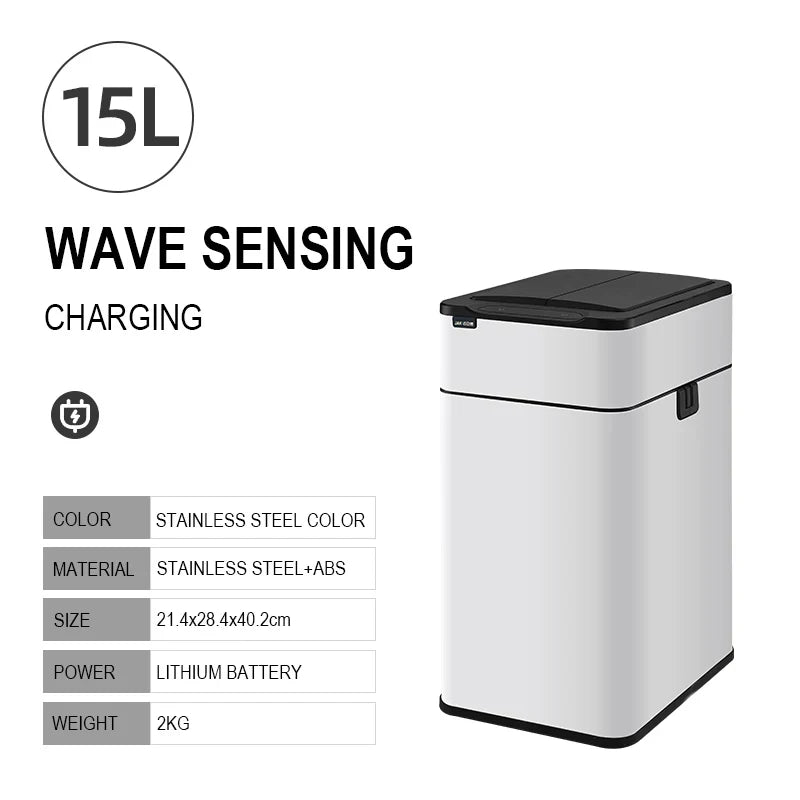 Smart Trash Can 15L 20L 30L 40L 50L 60L Stainless Steel Waste bin High Trash Cans Garbage Bin for Kitchen Trash Can Wastebasket