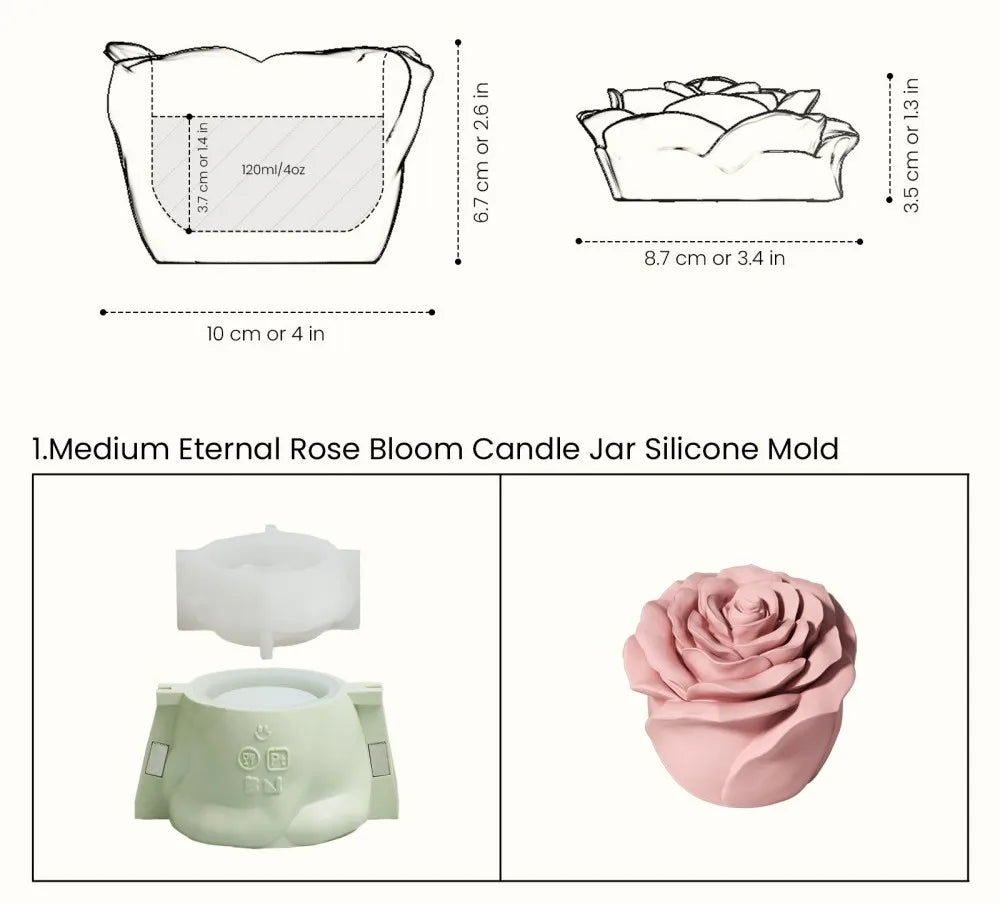 Nicole Eternal Rose Candle Jar Concrete Mold Candle Refill Silicone Mold DIY Handmade Gifts Tools Home Decor
