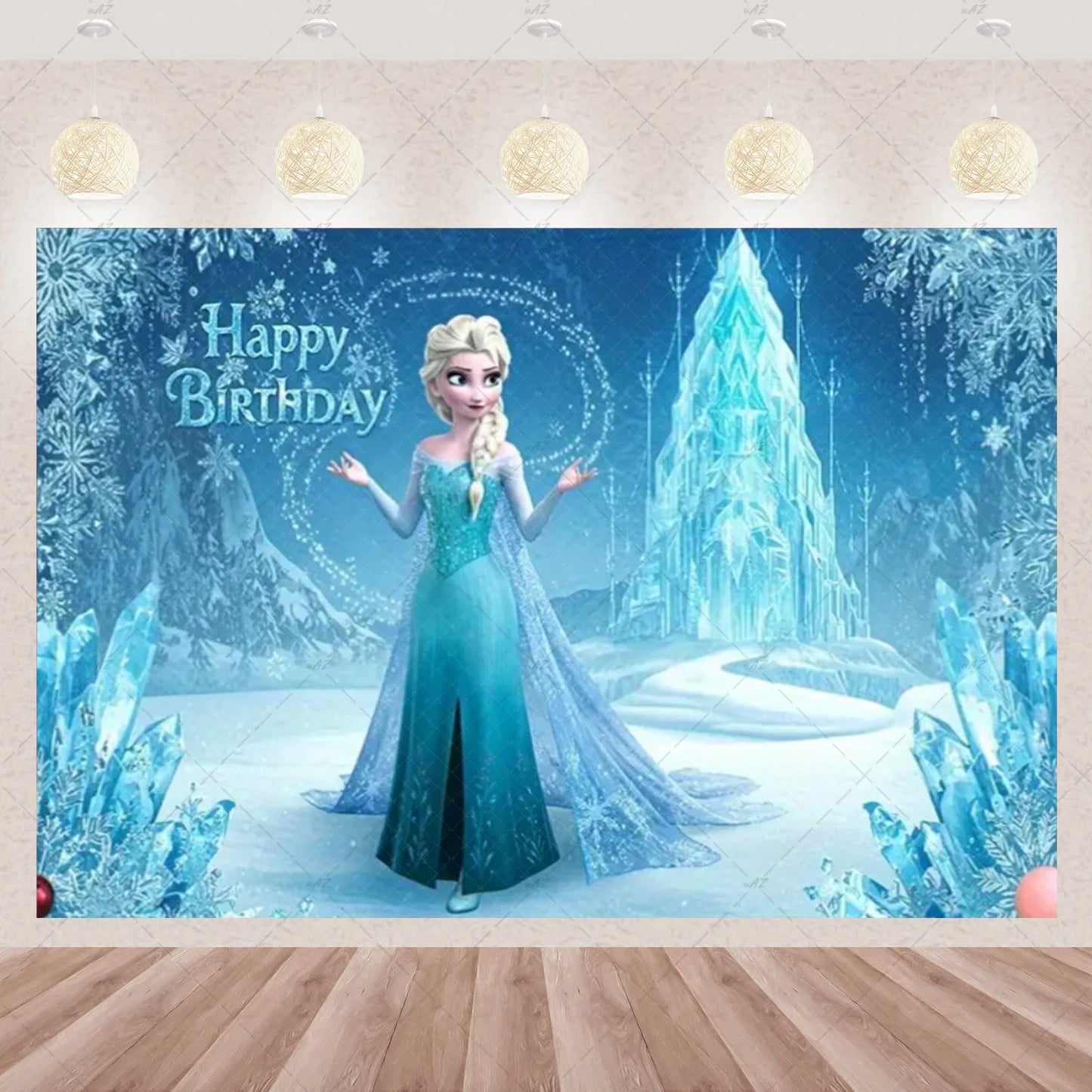 Frozen Elsa Anna Princess Theme Backdrop Frozen Birthday Party Decoration Baby Shower Supplies Background Photo Prop Girl Gift