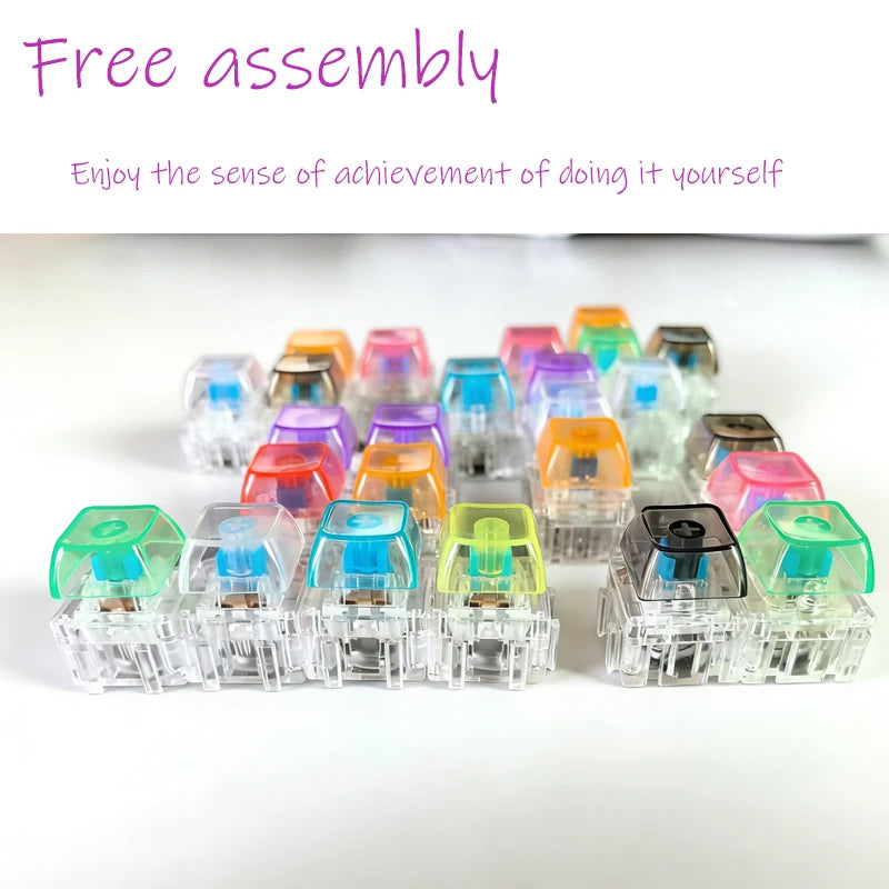 /LED free assembly keyboard keychain Fidget toy crystal clicker sensory toy stress relief keyboard keychain adult children's toy