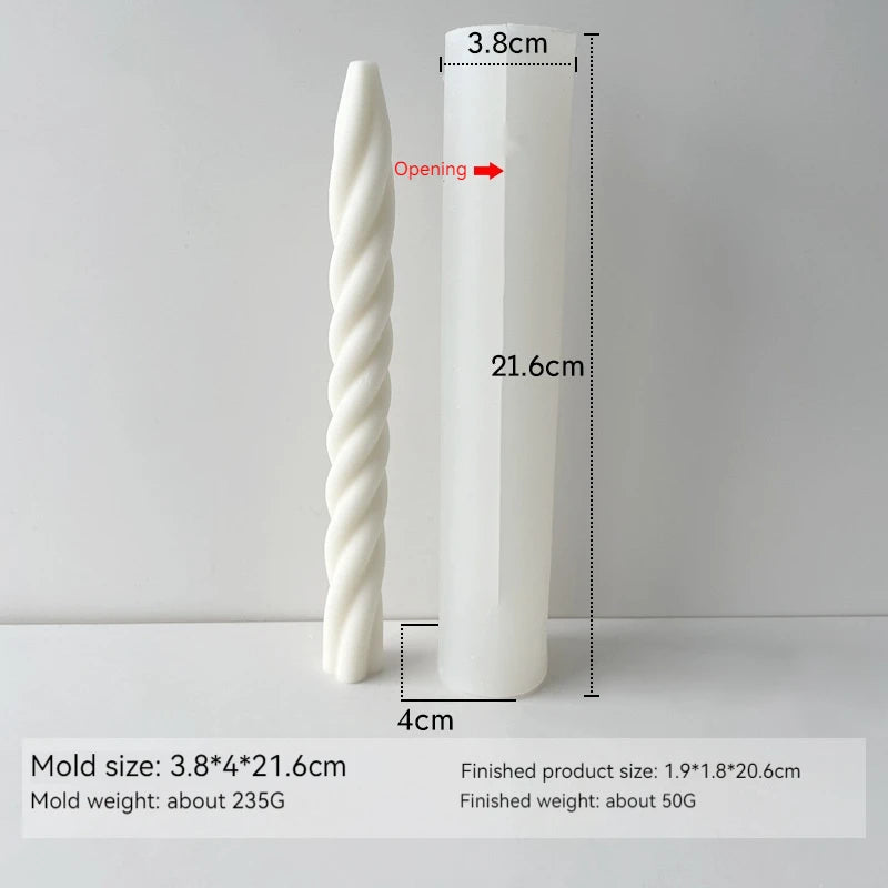 3D Candle Silicone Molds DIY Long Twisted Spiral Taper Candle Making Mold Tools Moldes De Silicona Para Velas форма для свечей