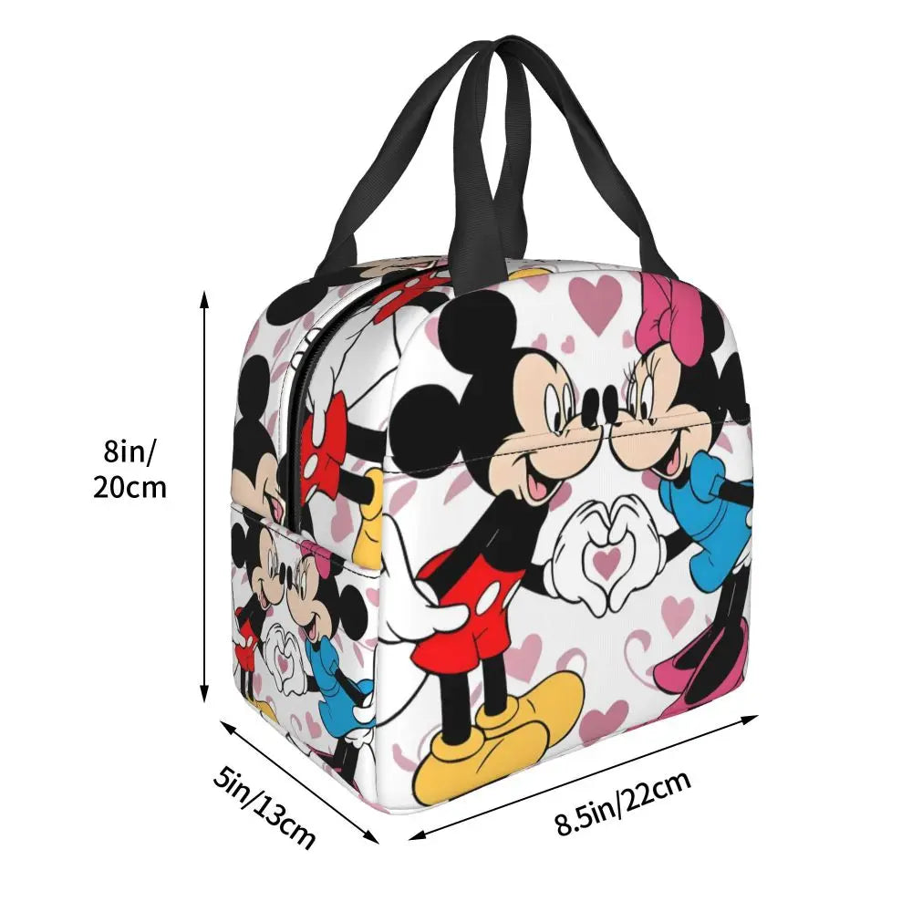 Custom Mickey Pink Minnie Mouse Lunch Bag Women Creative Design Cooler Warm Insulated Lunch Box for Kids School