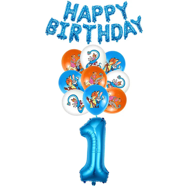 Disney Zootopia Birthday Party Decorations Supplies Judy Nick Tableware Tablecloth Balloon Zootropolis‌ Happy Birthday Plate Kit