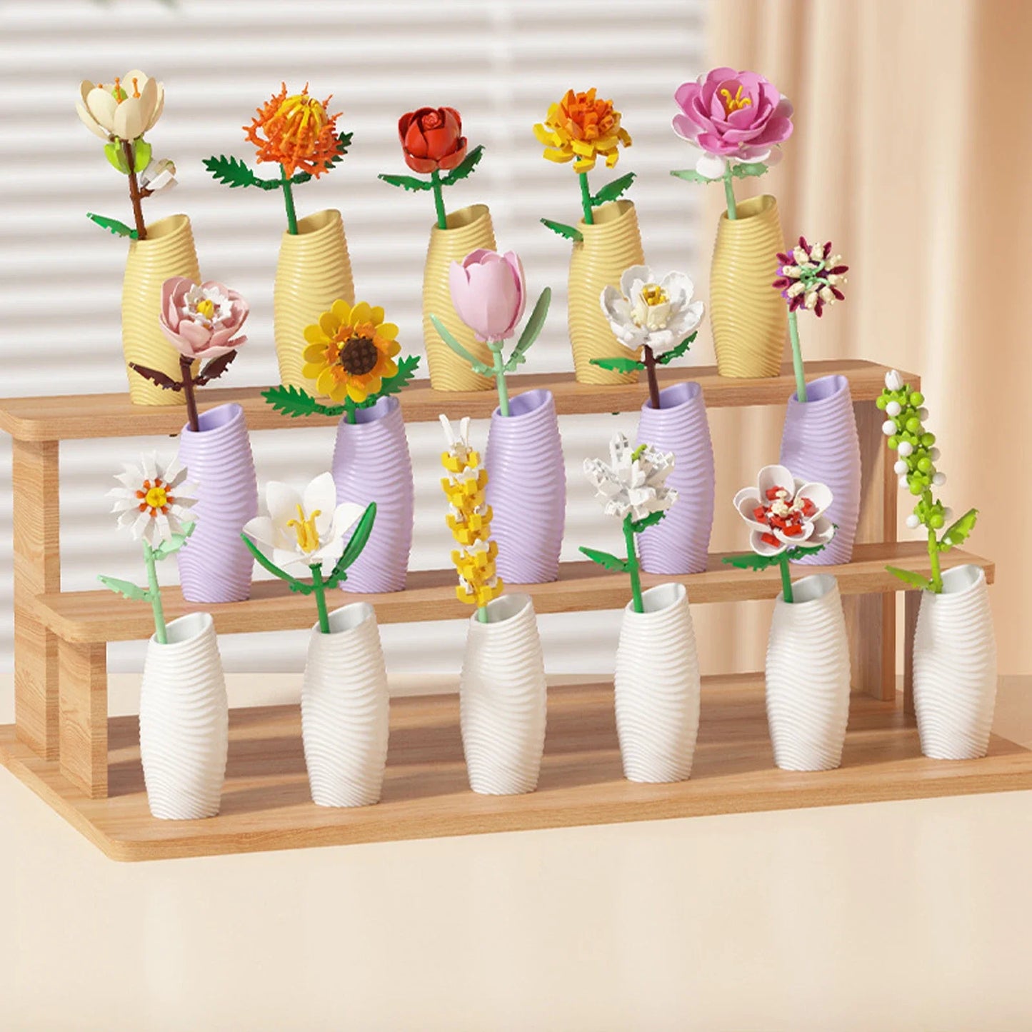 Simulation Flowers Micro Building Blocks Assembly Rose/Sunflower/Tulip/Orchid Eternal Bouquet Home Decor Bricks Toys Girl Gifts