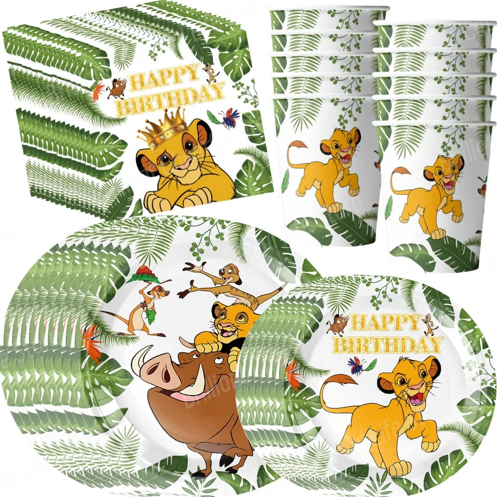 Disney The Lion King Birthday Party Decoration New Plates Cups Napinks Tablecloth King Lion Birthday Balloon Party Favor Balloon