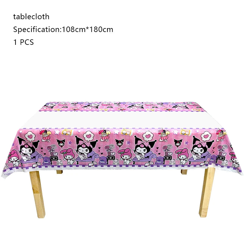 Kuromi Birthday Party Decoration Backdrop Disposable Tableware For Kids Event Supplies Latex Foil Balloons Banner