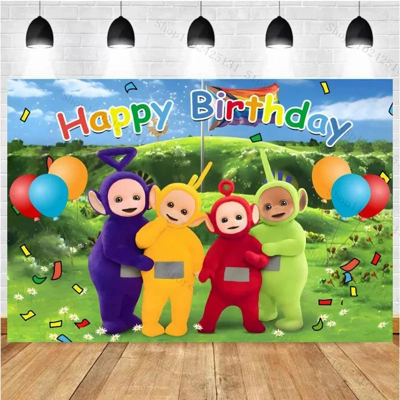 Teletubbies Birthday Party Decoration Tableware Set Paper Plates Balloons Banner Tablecloth For Kids Baby Shower Party Supplies