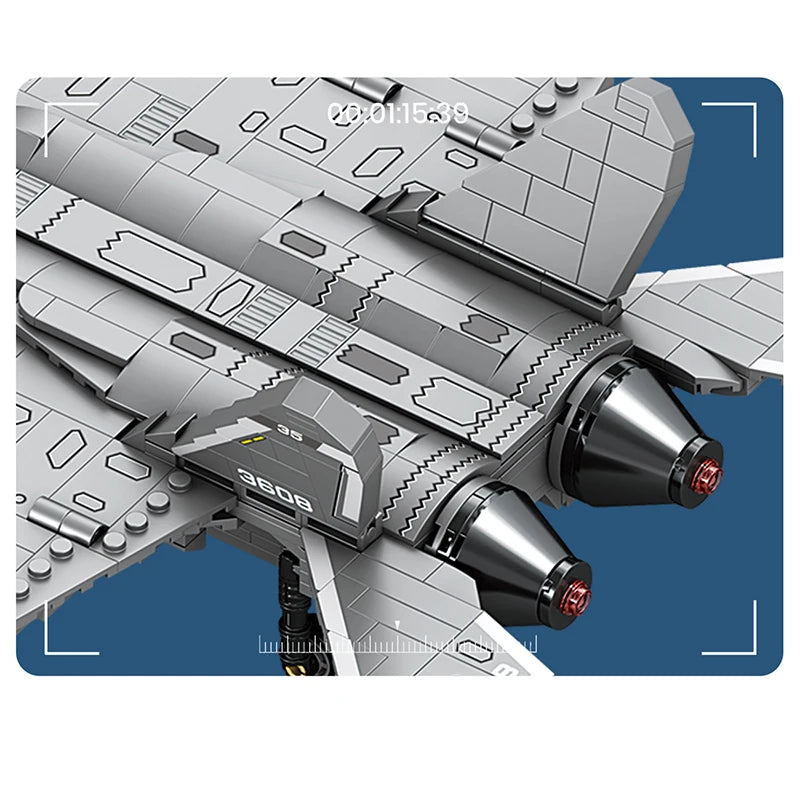 WW2 Military Building Blocks J20 Stealth Fighter Aircraft Model Bricks DIY Assembly Toy Kids Christmas Gift
