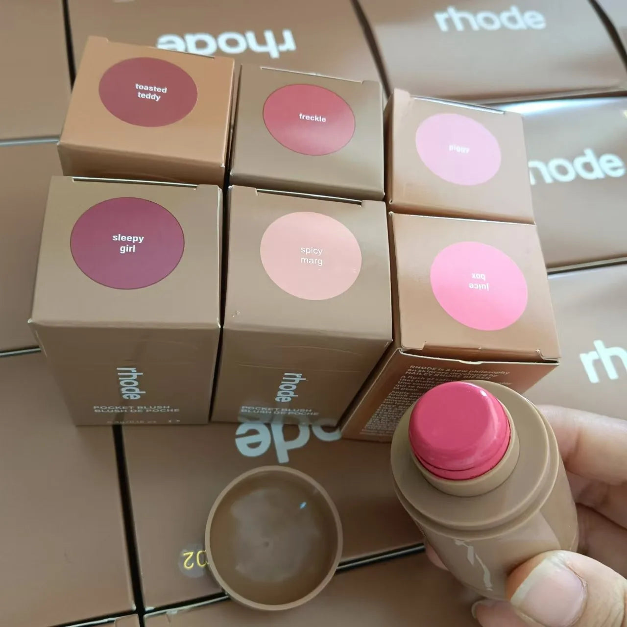 Rhode Pocket Blush LIP Stick Lip And Cheek Hydrating Stick Natural Rouge Powder Blush Cream Lipstick Cheek Easy To Apply Colo