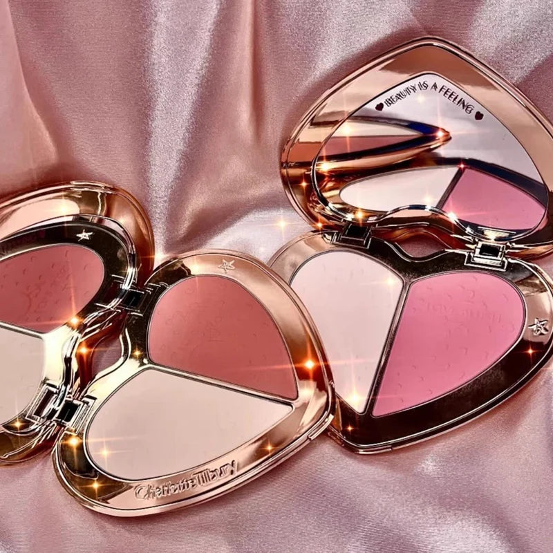 Charlotte Tilbury Natural Matte Pressed Powder Oil Control Brighten Whitening Makeup Two-color Heart-shaped Blusher Cosmetics