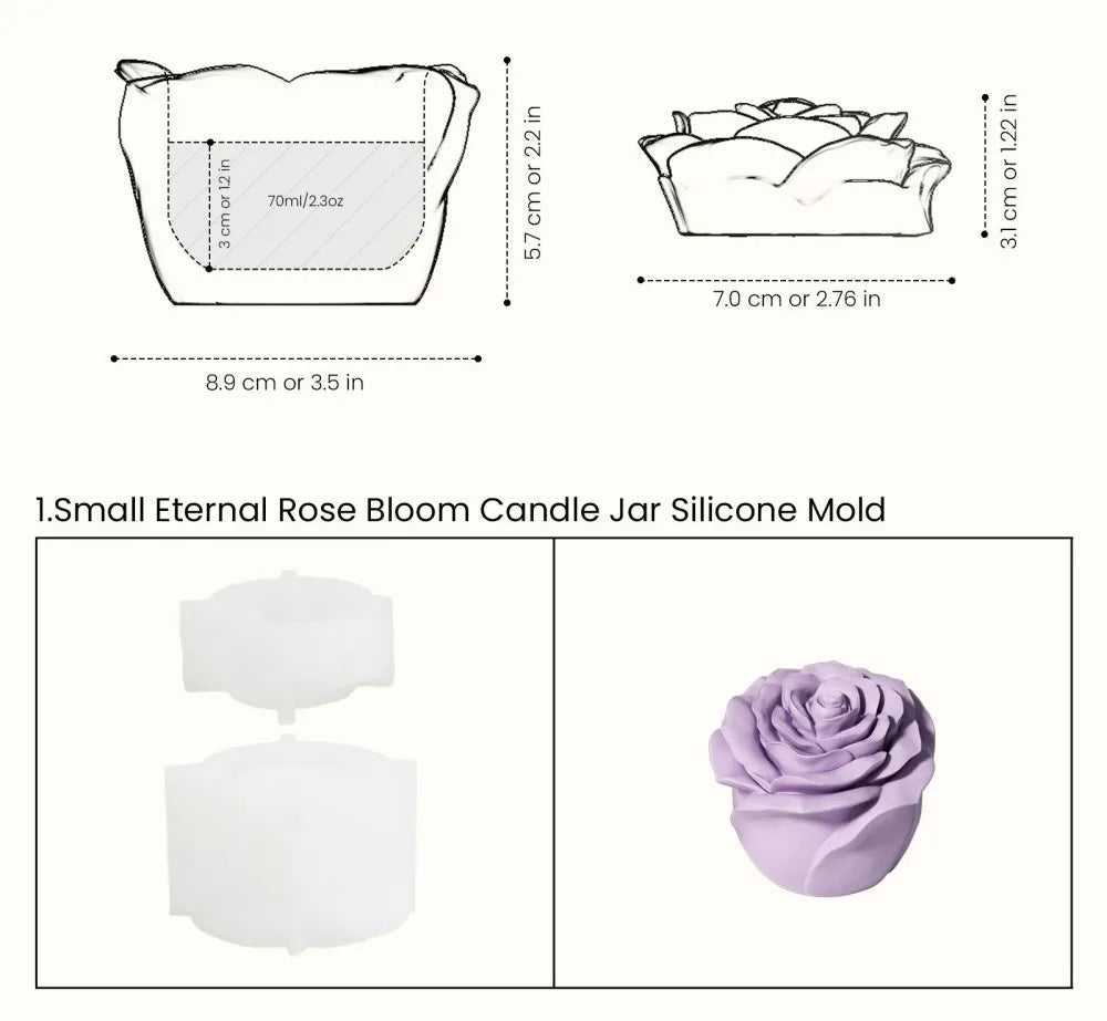 Nicole Eternal Rose Candle Jar Concrete Mold Candle Refill Silicone Mold DIY Handmade Gifts Tools Home Decor