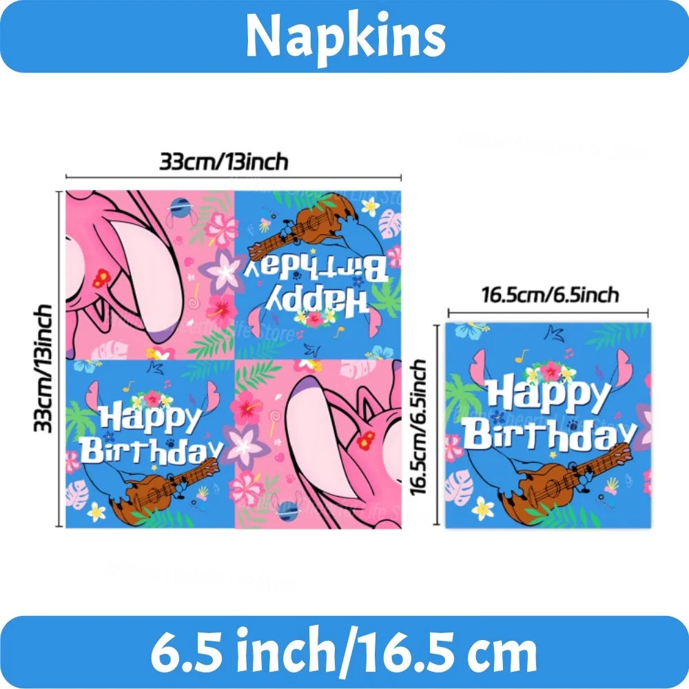 Stitch Birthday Decoration Lilo and Stitch Theme Tablecloth Paper Cup Plate Balloons Baby Shower Supplies Kids Favor