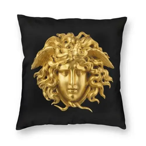 Greek Key Meander Black Gold Large Pillowcase Soft Cushion Cover Decoration Throw Pillow Case Cover Home Square 45X45cm