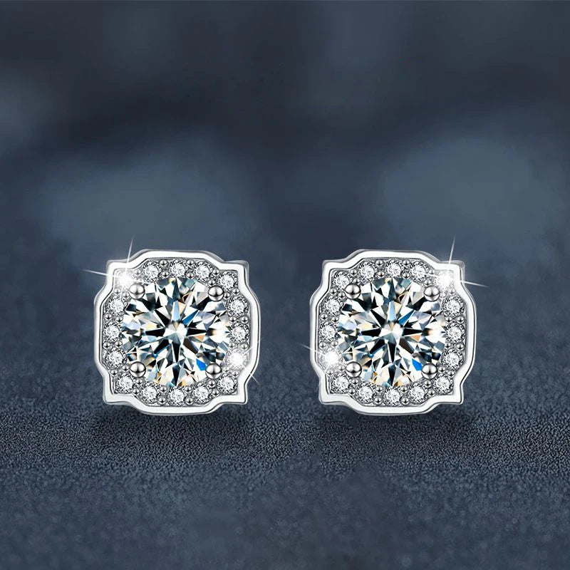 GRA Certificates 100% Real Moissanite 925 Sterling Silver D VVS1 Pass Diamond Tester Pen Moissanite Stud Earrings For Women