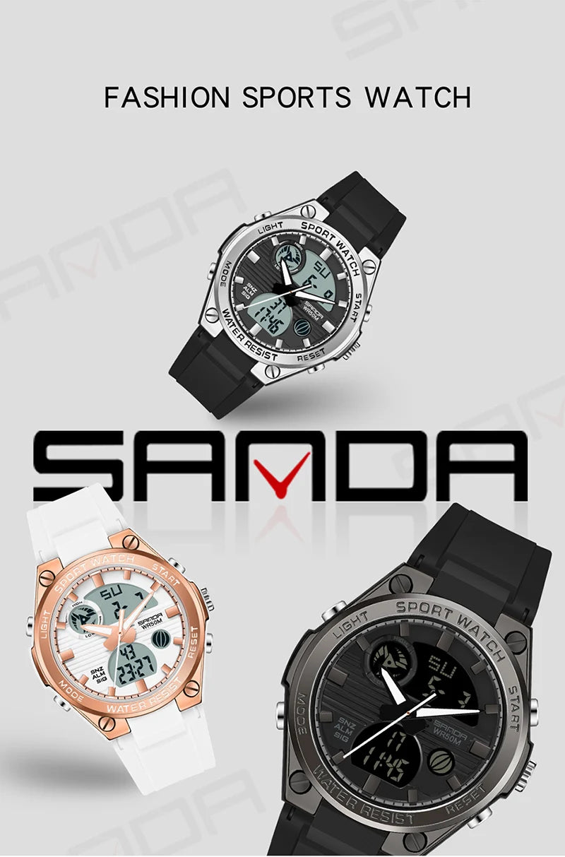 SANDA Girl Electronic Top Brand G Style LED Digital Watch Women Sport Chronograph Lady Quartz Wristwatch 50m Waterproof Female