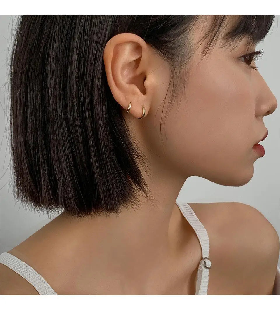 Real 925 Sterling Silver Minimalist Bohemian Round Earring for Women Hoop Earring Jewelry Accessories
