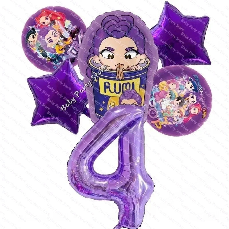 KPop Demon Hunter Theme 18-inch Cartoon Anime Foil Balloon Set for Baby Shower Supplies Kids Birthday Party Decorations Gifts